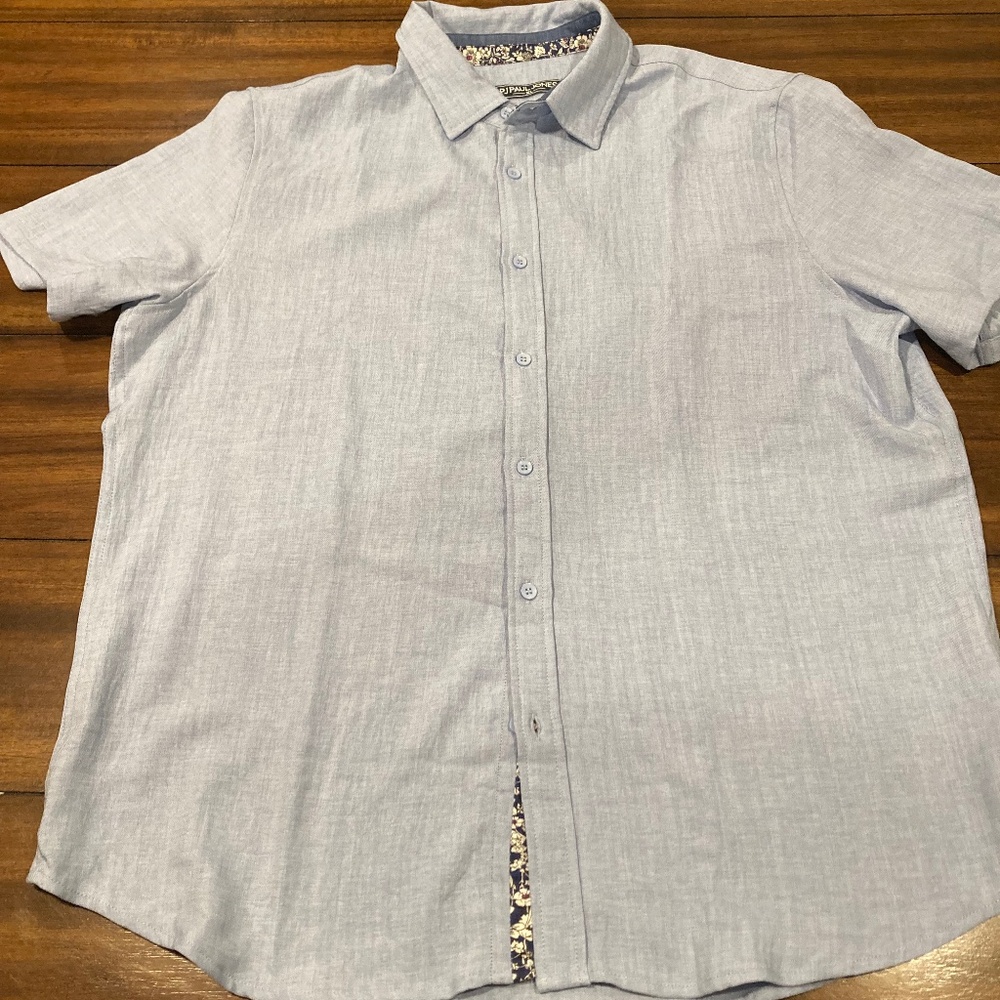 Paul Jones Light Blue Button up short sleeve summer shirt